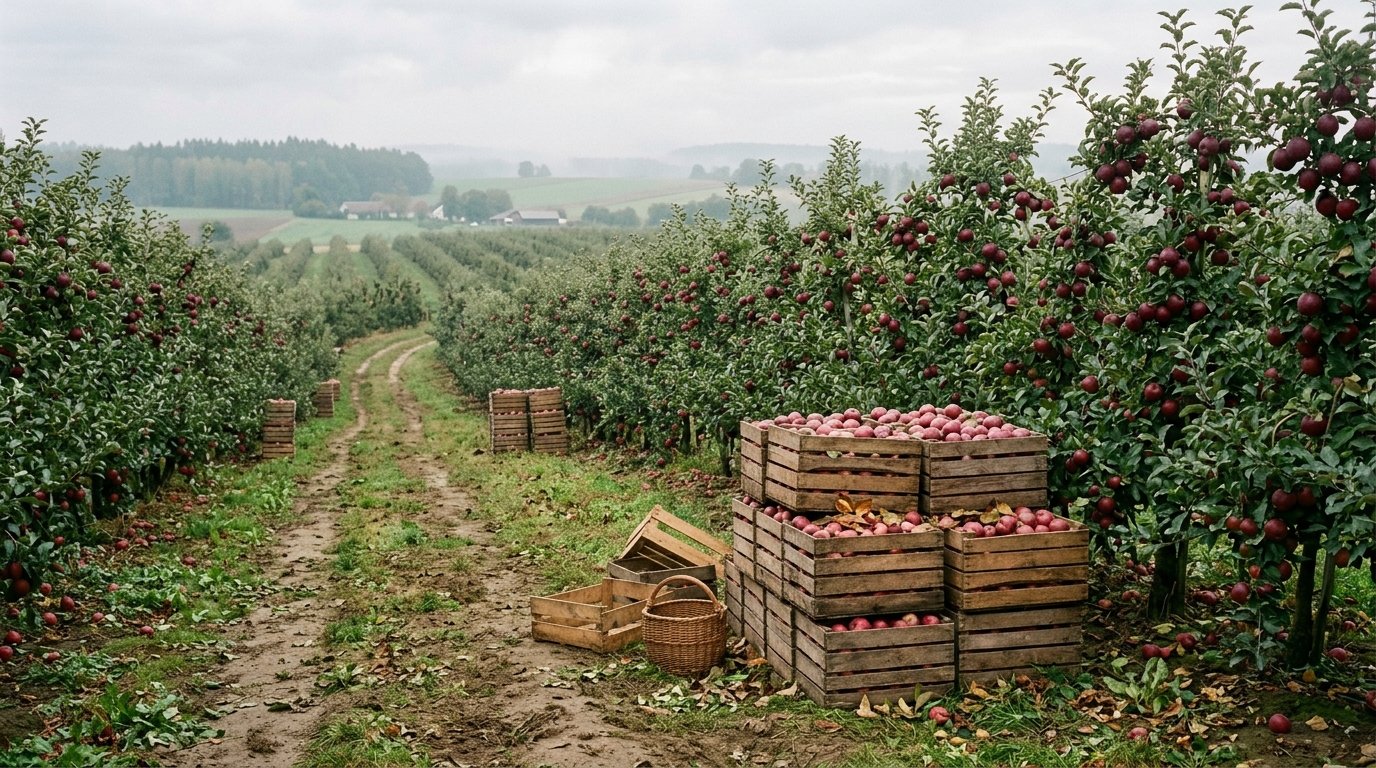 Polish apple orchard during harvest season, seasonal work visa 2026