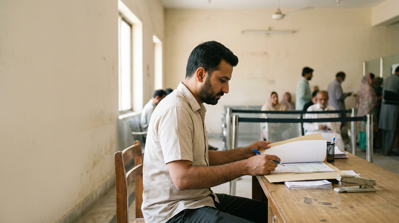 Pakistani worker checking emigration documents after the National Immigration and Welfare Policy 2026 launch