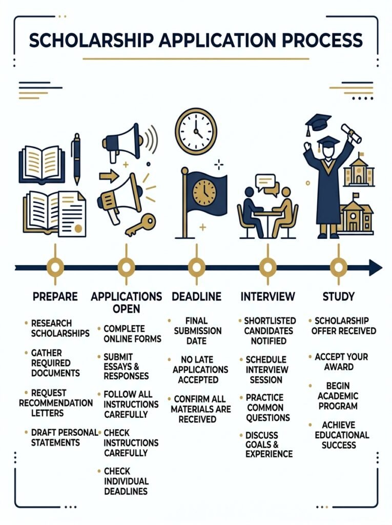 Chevening Scholarship 2027: How to Prepare Before It Opens 2 Timeline infographic showing sch… 202607191326