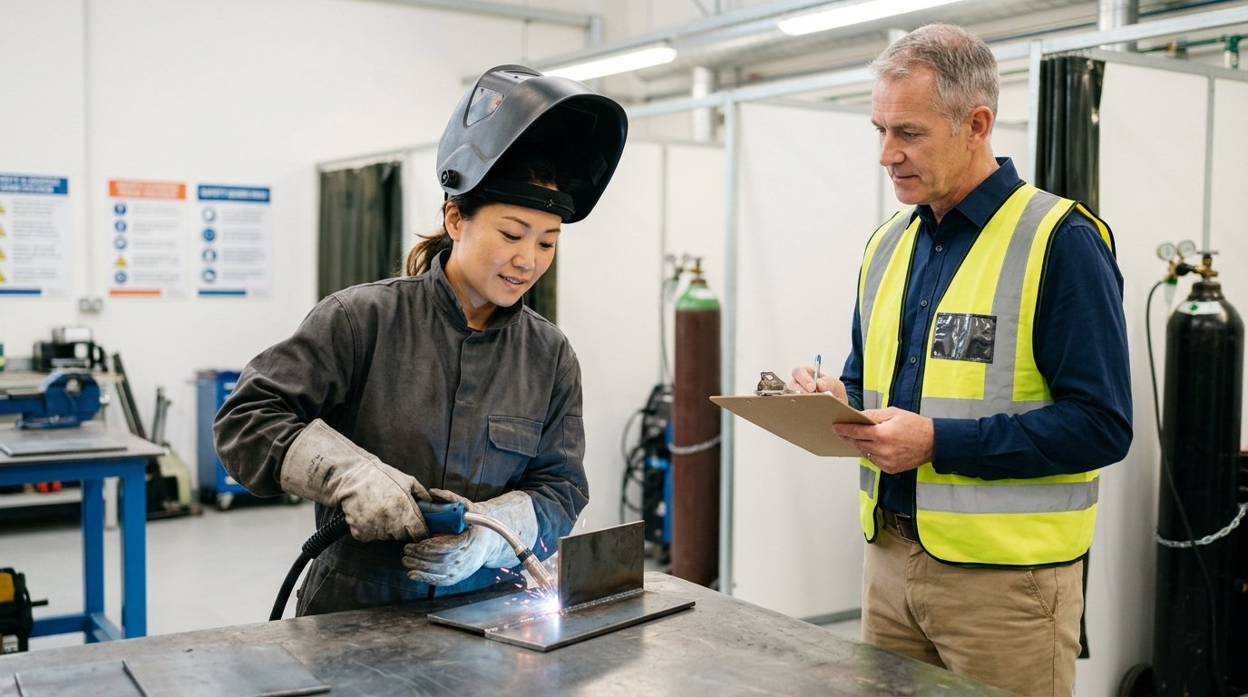 Saudi skill verification test 2026 — skilled worker taking the SVP practical exam