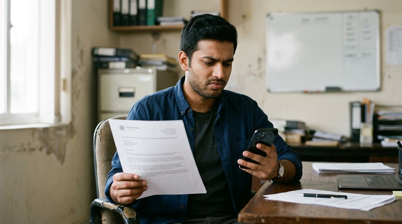 OEP Licence Check: 888 Licences Have Been Cancelled 1 Worker running an OEP licence check on his phone before paying a recruiting agent