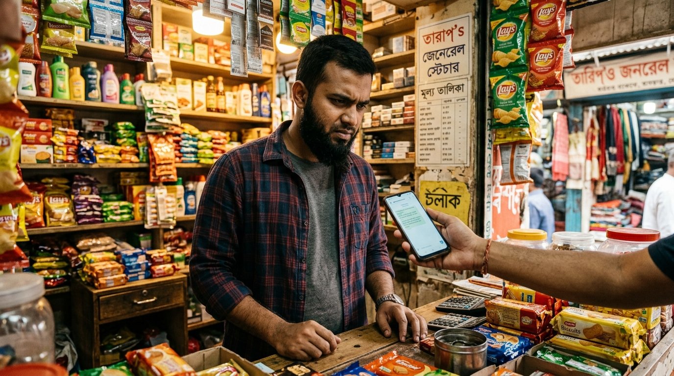 Pakistani worker being shown a Kyrgyzstan work visa website on a phone by an agent