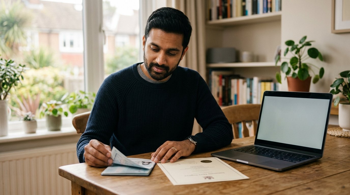 Pakistani applicant checking degree documents for the Germany Opportunity Card