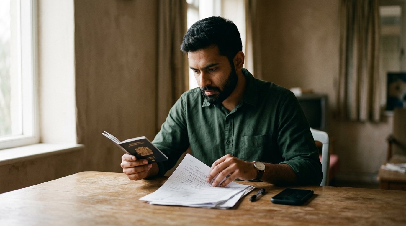 Pakistani worker checking documents before applying for Korea EPS 2026 registration
