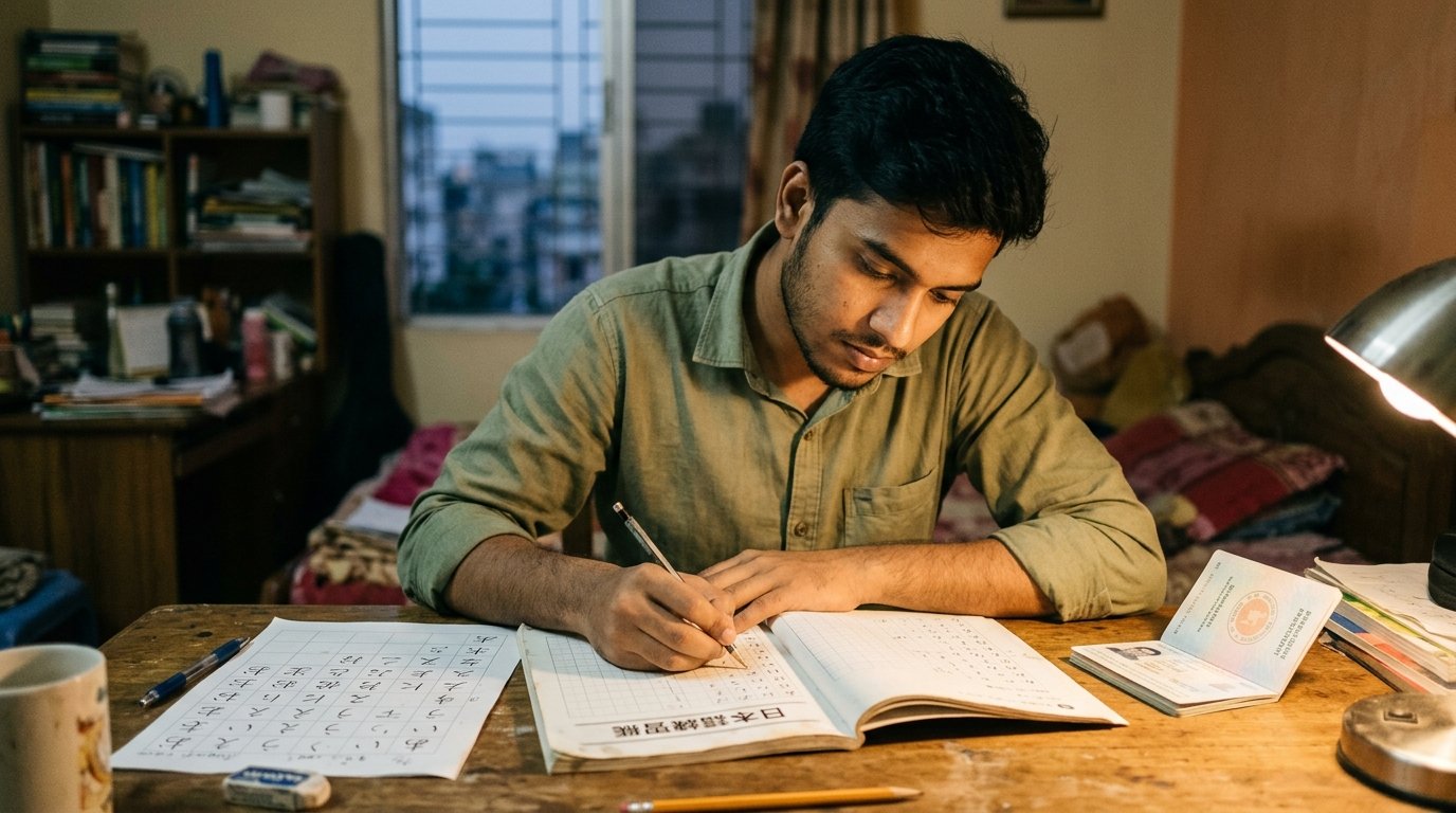 Pakistani applicant studying Japanese for a Japan work visa for Pakistanis