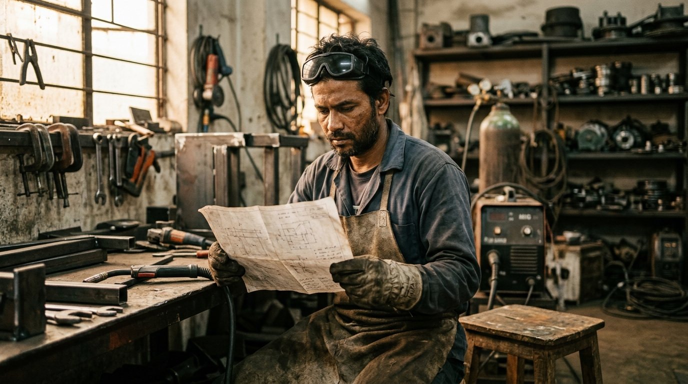 Pakistani skilled worker reviewing documents for the Saudi skill verification test
