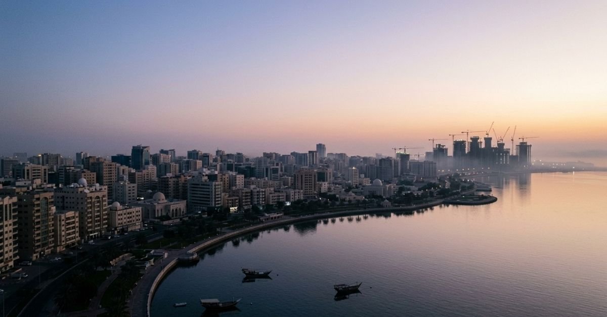Gulf coastal skyline at dawn illustrating kuwait bahrain oman work visa jobs 2026 options