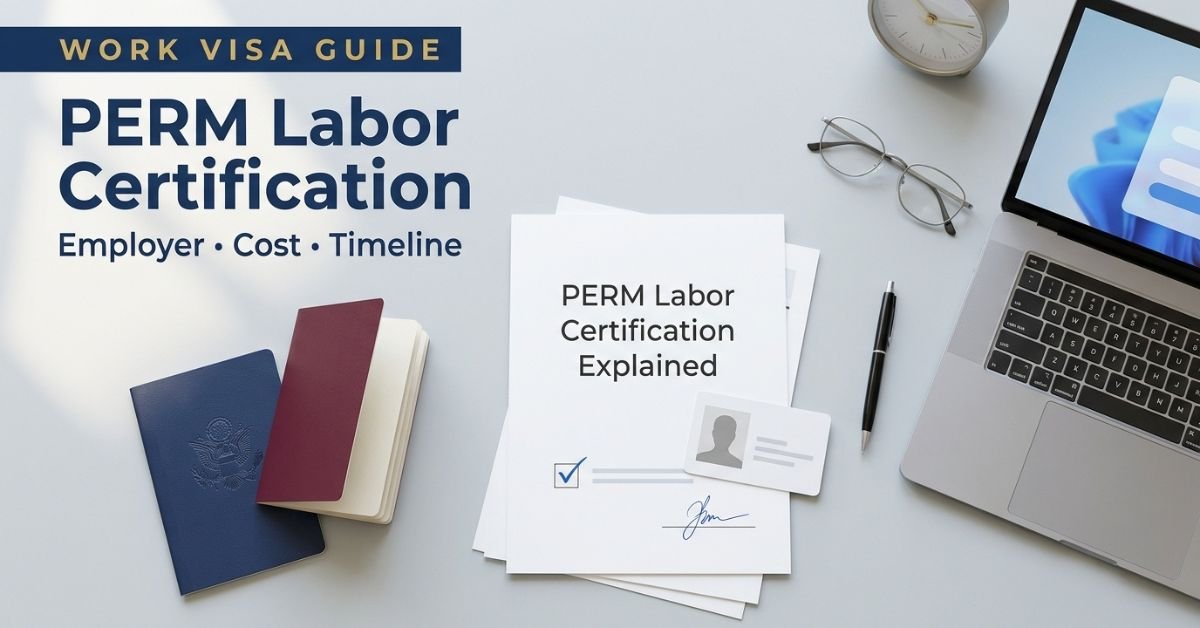 PERM labor certification documents showing employer cost and timeline requirements