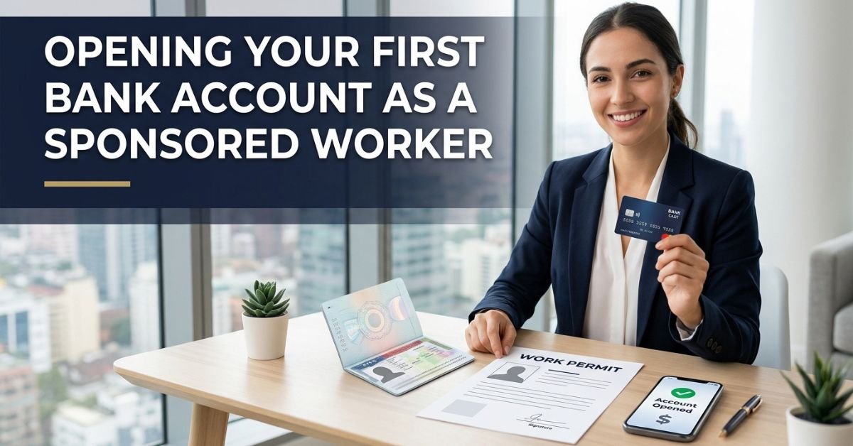 Opening a bank account as a sponsored worker with visa, work permit and bank card