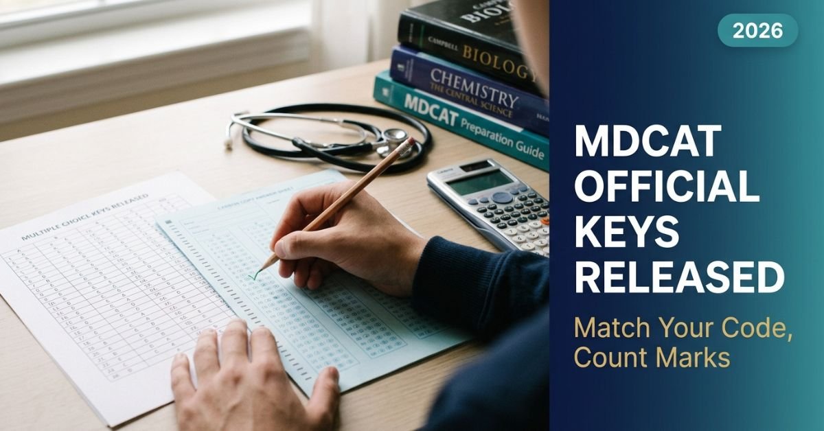 MDCAT official keys released, matching answer sheet with the paper code to count marks